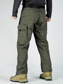 3Pack Men's Solid & Camo Print Pockets Zipper Waterproof Tactical Cargo Pants Without Belt, Regular Fit Sporty Pockets Durability Trousers For Fall, Wear-Resistant Outdoor Training Pant For Men - Kaki + Xanh lá + Đen - Xem 7