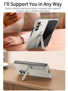 Hadaasi 1pc Multi-Color Vertical Stand Foldable Screen Metal Lens Ring Skin-Friendly Matte Business Minimalist Unisex Adjustable Stand Front Frame + Back Cover 2-In-1 Flip Case For Samsung Galaxy Z Fold 7/ Z Fold 6/Z Fold 5/Z Fold 4/Z Fold3 - Multicolor - View 11
