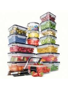 48-52 Pieces/Set Food Storage Container Set, Crisper, Easy Fix Lids (24 Lids + 24 Containers) (26 Lids + 26 Containers) - Sealed Plastic Containers For Pantry, Travel, Outdoor Picnics, Kitchen Organization, Free Labels And Tags - Trong suốt 48 mục - Xem 5