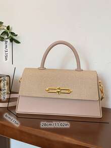 女士手提包，结构盒形，方形包，时尚优雅女士单肩包，粉色