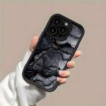 Funda de Teléfono con Patrón de Mármol, Textura Mate, Diseño de Ojo de Cielo, Ajuste Cómodo, Apta para iPhone 16/16PRO/16PLUS/16PROMAX/15/15PLUS/15PRO/15PROMAX/14/14PLUS/14PRO, Regalo para Amigos, Novias, Novios, Familia - Negro - Ver 1