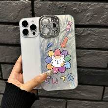 Funda para teléfono 1P - Flor - Temática con lindo, fino - Hilado emplumado con agujeros IMD de moda y teléfono, 16/15/14/13/12/11 Pro Promax Plus/X/Xsmax Phone Case S, Son hombres y - Plateado - Ver 5