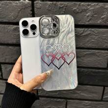 Funda para teléfono 1 pieza Degradado - Corazón - Estampado, fino - Hilo emplumado con orificios IMD Moda y teléfono, 16/ 15/ 14/ 13/ 12/ 11 Pro Promax Plus/ X/ Xsmax Funda para teléfono S, Son hombres y - Plateado - Ver 4
