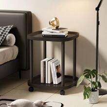 1pc Modern Simple Creative Coffee Table With 2-Tier Storage Shelves, Suitable For Living Room, Bedside, Bedroom And Office, Milky & Oil Style Coffee Table, Easy To Assemble
