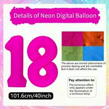 Bóng bay huỳnh quang số 0-9 40 inch, bóng bay số neon màu hồng, thích hợp cho tiệc sinh nhật, tốt nghiệp, đám cưới, kỷ niệm, giáng sinh, năm mới, trang trí tiệc phát sáng, chụp ảnh tự động - Hồng - Xem 29