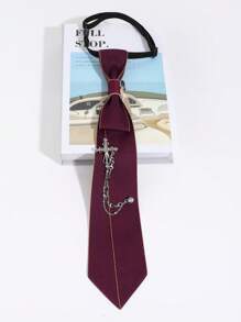 1 Stück Vintage Strass-besetzte Sterne, Mond, Sternenlicht/Kreuz abnehmbare Schleife, einfarbige leicht zu tragende Krawatte, geeignet für Lässig, Business, täglichen Gebrauch