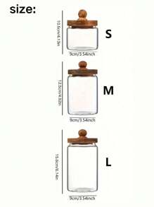 Glass Storage Jar Kitchen Storage With Wooden Lid, Glass Coffee Jars, Clear Storage Canister With Wooden Lid Round Glass Food Jar For Pantry Sugar Tea Coffee Bean Spice Nuts,Used In Refrigerators And Cabinets
