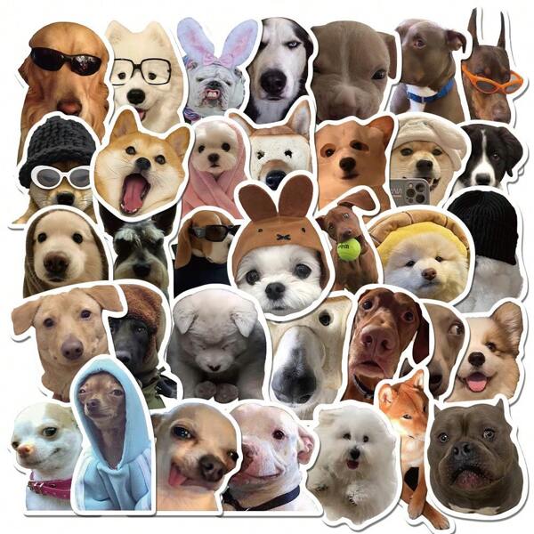 50pcs Cute Dog Stickers, Funny Dog Expression Stickers, Non-Duplicate Cute Dog Decorative Stickers