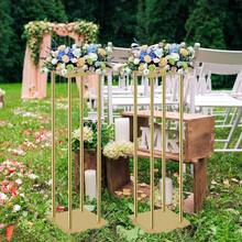 2Pcs Wedding Centerpieces For Tables, 31.5in Metal Flower Stand Gold Wedding Centerpieces Tall Vases Geometric Flower Stand For Wedding , Birthday, Event, Home,Party,Mother's Day Decoration - 金色的 - 查看 7