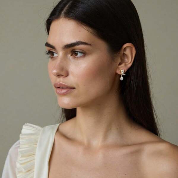 2 Pairs Fashionable, Versatile, And Elegant Rhinestone Design Earrings
