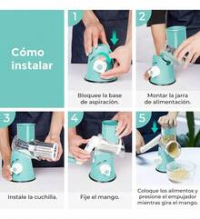 RALLADOR TRITURADOR DE ALIMENTOS FRESCO Y SECOS, Rallador Cortadora De Verduras Picador De Verduras, Fruta, Queso, galletas, granos, fruto secos, Facil de limpiar, cuchilla fina, cuchilla gruesa - Blanco - Ver 5