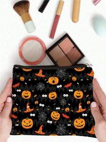 1/4 件，万圣节 BOO 和女巫南瓜和白色幽灵图案印花化妆包 - 深色哥特学院风格可重复使用药包，可爱卡通怪物美学铅笔袋化妆包，旅行和化妆品收纳袋 - 适用于学校、家居装饰、珠宝收纳、零食袋，9 英寸 * 6 英寸旅行必备包，适合学校假期返校用品女士旅行包 - 彩色 - 查看 11