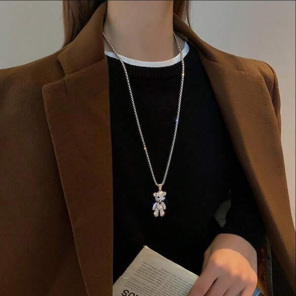 Nuevo collar de cadena de suéter de moda, accesorio versátil con colgante largo con flecos para mujeres, otoño/invierno