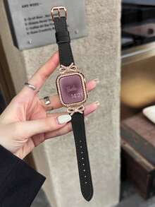 1 条女式黑色皮革表带，带水钻蝴蝶结，适合 38/40/41/44/45/49/42/46 毫米 S11/SE3/Ultra3/Ultra/SE/SE2/10/9/8/7/6/5/4/3/2/1 - 黑色 玫金扣 - 查看 5