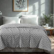 Lightweight Muslin Blanket – 3-Layer Cotton Quilt For Adults, Soft And Cozy For Bed Or Sofa. Bedding Sets, Bed Sheets, Fitted Sheets, Queen Sheets / King Sheets, Sheet Set, Duvet Covers. - 鋸齒狀條紋 - 查看 1