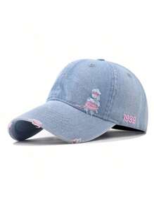 Unisex Casual Adjustable Denim Baseball Cap, Soft Crown, Large Head Circumference, Retro Style, Suitable For Spring & Summer