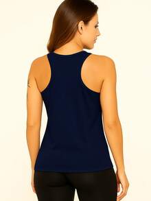 Smooth Dry Back Racerback Gym Sports Fitness BumBum Fit Tank Top - 藏蓝色 - 查看 2