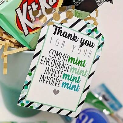 15pcs Teacher Appreciation Gift Tags, Thank You Mint Labels, Back To School Teacher Gum Labels, For School Staff Hospitality