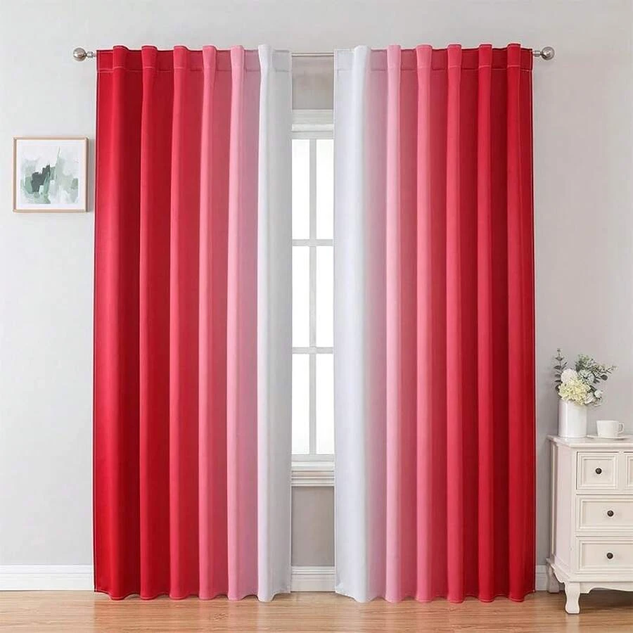 MIUCO Blackout Curtains & Drapes For Bedroom Living Room 84 Inches Long Purple And White Room Darkening Ombre Curtains Rod Pocket & Back Tab Curtains Thermal Insulated Light Blocking 2 Panels Set-FUNALING - 紅色 - 查看 1