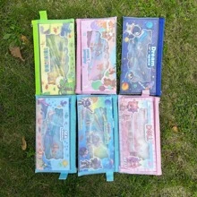 5件套网格文具袋套装铅笔、尺子、笔记本、卷笔刀、橡皮擦、网格拉链文具礼包、铅笔盒套装、万圣节/圣诞节礼物