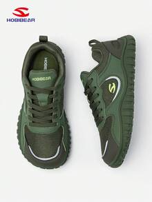 HOBIBEAR （小 2 个尺码）男士运动鞋，低帮系带时尚休闲运动鞋，舒适透气宽头跑步鞋，适合所有季节 - 軍綠色 - 查看 1