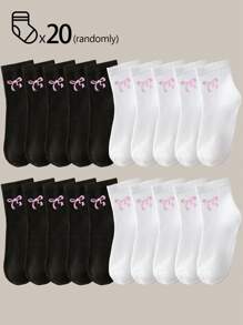 40 件/20 件/10 件男童女童儿童袜子套装 - 糖果色条纹纯色蝴蝶结/心形/涂鸦设计，柔软透气，男女通用婴儿幼儿青少年踝袜/中筒袜，适合学校运动日常穿着，青少年学生短袜/中筒袜，4 季黑白灰多色混合，儿童袜子，娃娃裙，猎豹印花，粉色袜子 - 彩色 - 查看 67