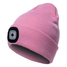 3Light Modes Knitted Hat With LED Light USB Charging Style Breathable Soft And Highly Stretchable Suitable For Cold And Windproof Nights In Autumn And Winter Same Style For Men And Women For Fishing Skiing And Running(200MAH)