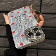 Funda para teléfono 1 pieza Amor propio - Temática con motivos de corazón, hilo fino con agujeros IMD de moda y teléfono, 16/15/14/13/12/11 Pro Promax Plus/X/Xsmax Funda para teléfono S, Son hombres y - Plateado - Ver 2