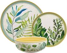 Corona 12– Piece Nature Botanic Forest Inspired Ceramic Dinnerware Set | Plates And Bowls | Service For 4 | Siena,8150577 - 白色 - 查看 7