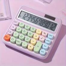 High Precision 12 Digit Desktop Calculator - Large Display, Large Buttons For Easy Use - Perfect For Students And Office Work, Can Be Used Without Batteries - Purple - View 1
