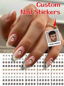 1pc Custom Face Nail Sticker, Custom Nail Decals, Personalized Custom Photo Nail Waterproof Decals, 0.8*0.8cm Nail Sticker, Fashionable Nail Art, Custom Nail Decals, Custom Face Sticker, Personalized Christmas Gift, Nail Sticker Practice Sheet Nail Supplies Nails - Multicolor - View 1
