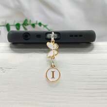 1 件双面圆形字母 A-Z 和蝴蝶吊饰防尘塞，DIY 金属手机装饰