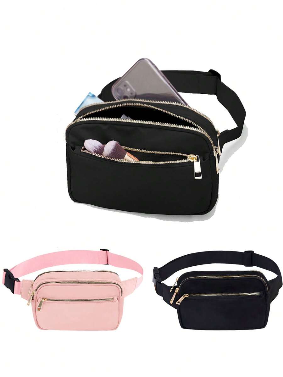 Mochila minimalista de nailon de moda para mujeres/estudiantes, adecuada para diversas actividades al aire libre - Negro - Ver 1