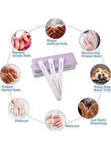 10pcs/Set Straight Wooden Nail File For Manicure Polishing Block File, Buffer Block Nail File For Home Salon