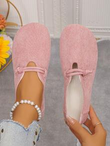 2024 Spring/Autumn New Fashion Versatile British Style Women Soft Comfortable Loafers - Pink - View 1