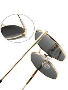 3cps Kính mát thời trang kết hợp hình học cổ điển kim loại dành cho nữ mùa hè nhiệt đới bãi biển - Xám - Xem 4