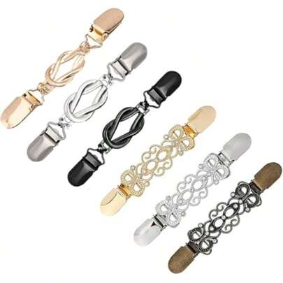 6pcs Vintage Clasp Clips, Retro Dress Clips For Sweater, Cardigan, Shirt, Blouse, Cape, Pants Waist, Ladies Fashion Accessories