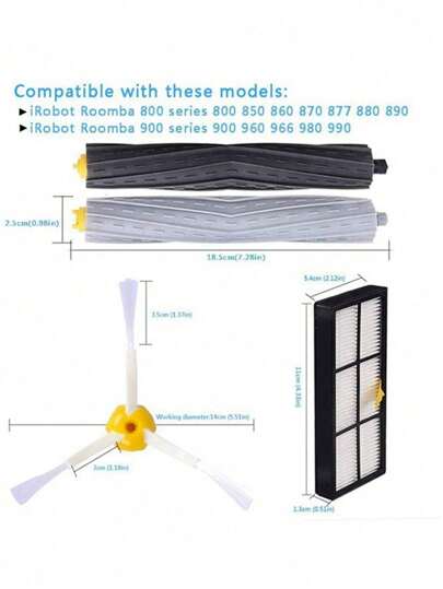 IRobot Roomba800 900 Series Replacement Brush Kit 800 805 850 851 860 865 866 870 871 876 880 885 886 890 891 895 896 960 966 980 Robot Stofzuiger Cleaner Accessories Roller Main Side HEPA Filter Mop Pad Dust Bag Rag Cloth Spare Parts Kits view 7