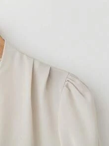 Freeform Reminder: (Recommend Choosing One Size Smaller As The Size Runs Large) New Spring/Summer Women's V-Neck Shirt, Autumn/Winter Blouse, Elegant Business Casual Vacation High-Quality Versatile Slim Cute Top, Retro Korean Style - White Brown - View 6