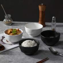 1 pieza Cuenco cerámico mate cocido a alta temperatura, duradero, fácil de limpiar, con un acabado rústico en color negro clásico, con aspecto elegante y espacioso, antideslizante: el acabado mate aumenta la fricción para evitar resbalones al sostenerlo, talla grande seguro de usar