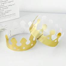 10pcs Elegant Golden Crown Party Hats - Disposable Paper Decorations For Birthday Celebrations & Festive Events, Featherless, No Power Needed - Multicolor - View 1