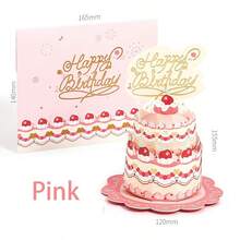 1pc 3D Pop-Up Happy Birthday Card With Cake Decor, Personalized English Greetings, Suitable For Women, Men, Mom, Wife, Husband, Boy, Girl On Special Occasions Birthday Decoration Postcard, School Supplies, Back To School - 3D Cake Greeting Card - View 14