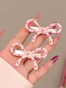 8件套可爱粉色蝴蝶结发夹套装，包含波点粉色蝴蝶结发夹 - 适合女孩和女士。可爱时尚，易于佩戴，适合日常和派对场合，是返校季必备单品，轻松打造少女风。吸睛亮片，让你的秀发闪耀动人。发夹、发爪、发卡、发夹、发卡、学习用品、蝴蝶结配饰、秋冬女装、蝴蝶结、发饰、情人节配饰、头部配饰 - 彩色 - 查看 6