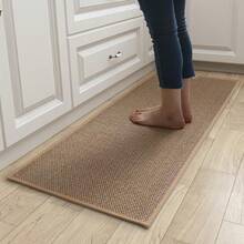 Washable Non-Slip Kitchen Rug, 2 Counts Faux Sisal Running Rug, Lounge Absorbent Rug, Kitchen Area Rug, Faux Woven Kitchen Mat For Home Dormitory Bathroom Hotel, Room Decor, Runner Carpets, Rugs Room Men, Washable Reusable Rug, Machine Washable Rug - Khaki - View 1