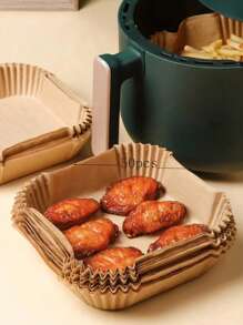 200/100/50pcs 6-Inch Air Fryer Parchment Paper, Food Basket Liners, Plate Mats, Tabletop Decor, Food Tray Liners, Fried Chicken & Fries Mats, Mother's Day Gift, Party Baking Supplies