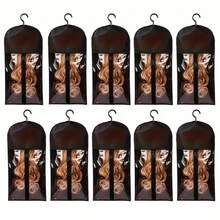 10pcs Wig Storage Bags With Hooks - Transparent, Dustproof & Portable Design For Salon And Home Use, Holds Multiple Wigs, Wall Mounted, Zipper, Tool Accessories - Multicolor - View 4