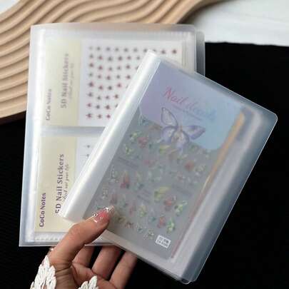 Large Capacity Minimalist Japanese Style Nail Art Sticker Storage Album, Transparent Display Nail Sticker Storage Book, Nail Art Accessories, Excluding Stickers