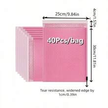 40pcs/Pack Pink Color Co-Extrusion Film Bubble Mailers, Holiday Themed Foam Pouches, Shockproof And Waterproof, Suitable For Packing And Shipping Jewelry, Books, Phones And Other Products
