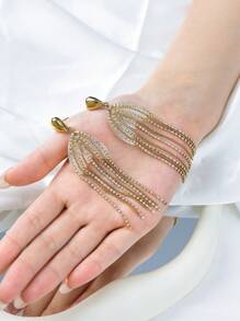 1 Par de Pendientes Colgantes con Borlas, Piedras de Circonita y Chapado en Oro de Acero Inoxidable de Lujo, Apropiados para Mujeres en Bodas/Festivales Musicales/Vacaciones en la Playa/Fiestas/Regalos