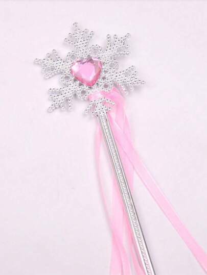 1支/4支装丝带雪花仙女棒，公主魔法棒发饰，梦幻丝带雪花魔法棒，万圣节